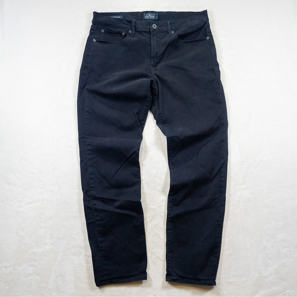 Lucky Brand 121 Slim Jeans Men 36x32 Blue Sateen Stretch Lux Preppy Academia Ivy